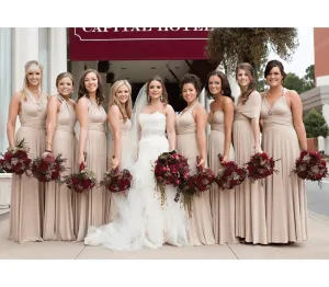 Beige Champagne Infinity Dress Multiway Bridesmaid Dress Convertible Made in USA