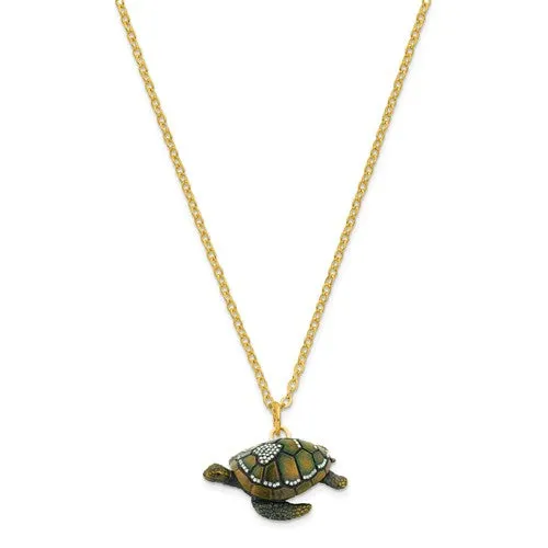 Bejeweled Enameled & Crystal Sea Turtle Trinket Box
