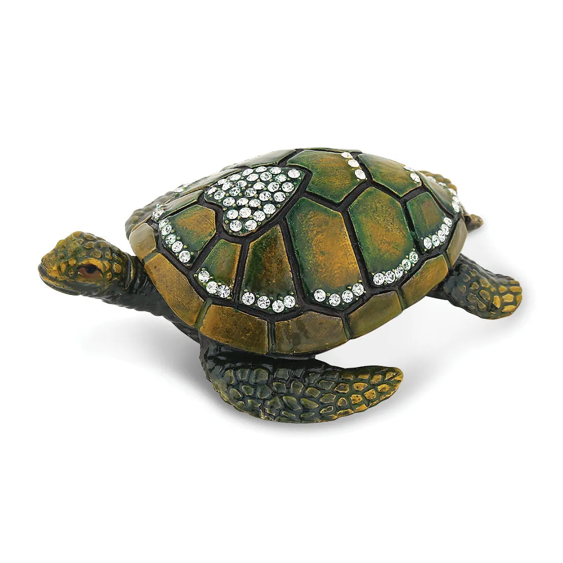 Bejeweled Enameled & Crystal Sea Turtle Trinket Box