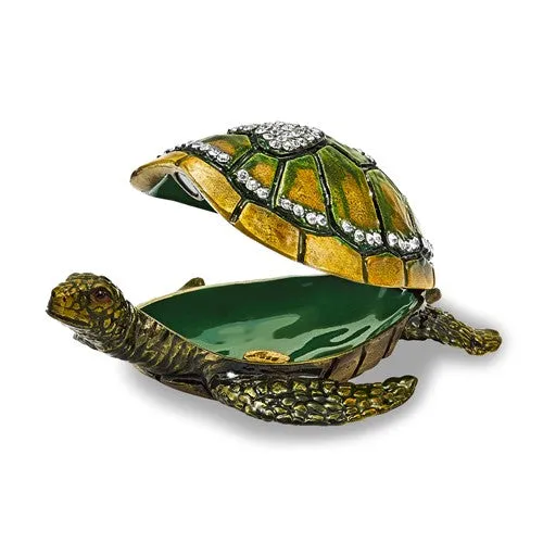 Bejeweled Enameled & Crystal Sea Turtle Trinket Box