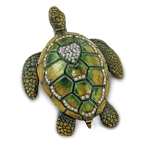Bejeweled Enameled & Crystal Sea Turtle Trinket Box