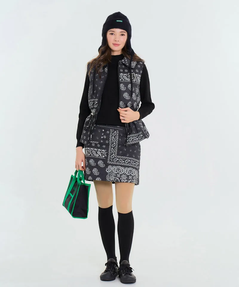 BENECIA 12 Bandana Quilted Vest - Black