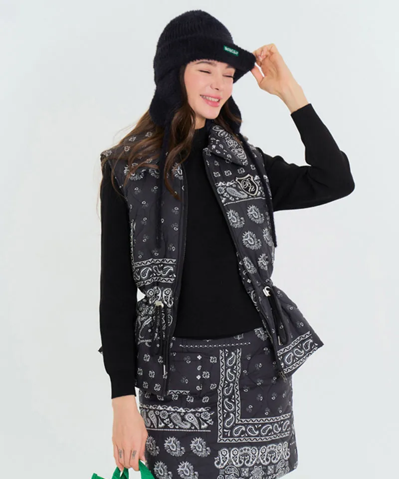 BENECIA 12 Bandana Quilted Vest - Black