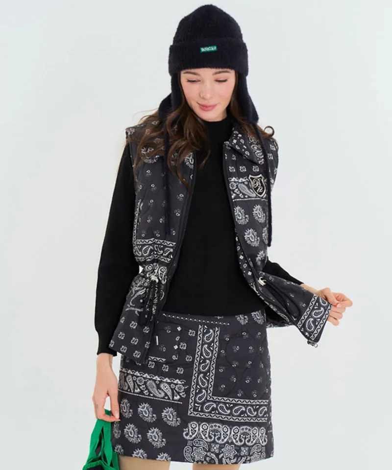 BENECIA 12 Bandana Quilted Vest - Black
