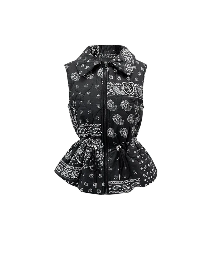 BENECIA 12 Bandana Quilted Vest - Black