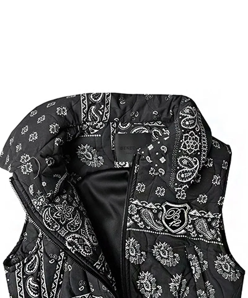 BENECIA 12 Bandana Quilted Vest - Black