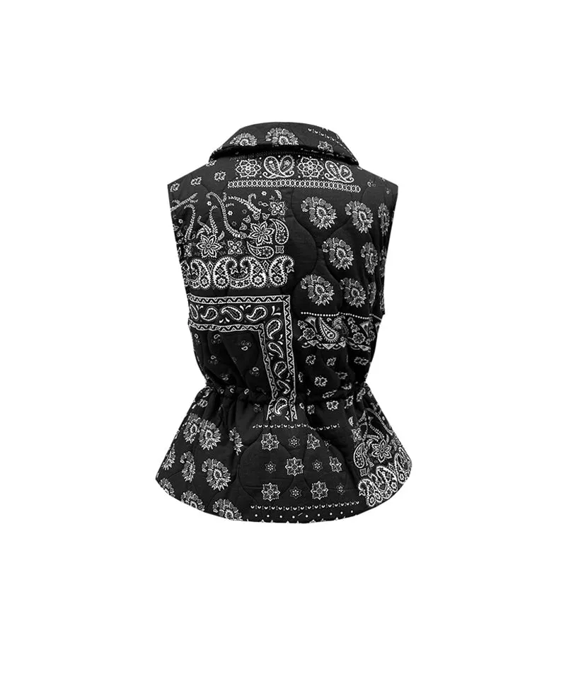 BENECIA 12 Bandana Quilted Vest - Black