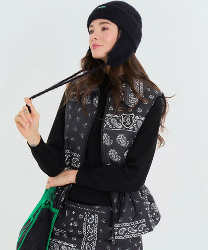 BENECIA 12 Bandana Quilted Vest - Black