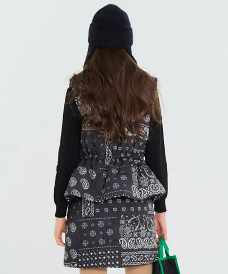 BENECIA 12 Bandana Quilted Vest - Black