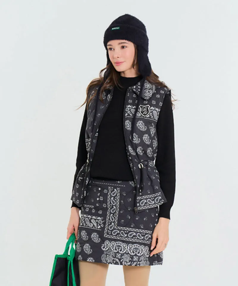 BENECIA 12 Bandana Quilted Vest - Black