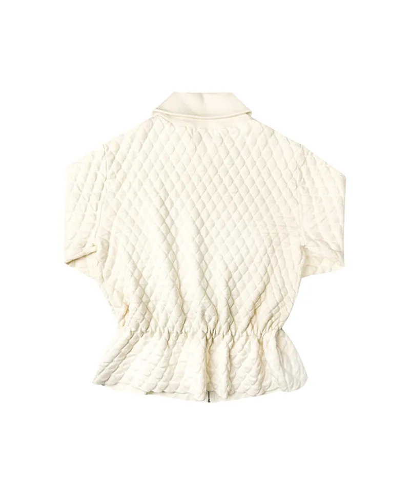BENECIA 12 Diamond Embossed Knit Zip-Up - Ivory