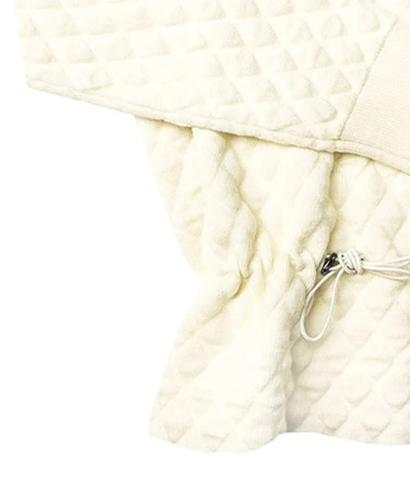 BENECIA 12 Diamond Embossed Knit Zip-Up - Ivory