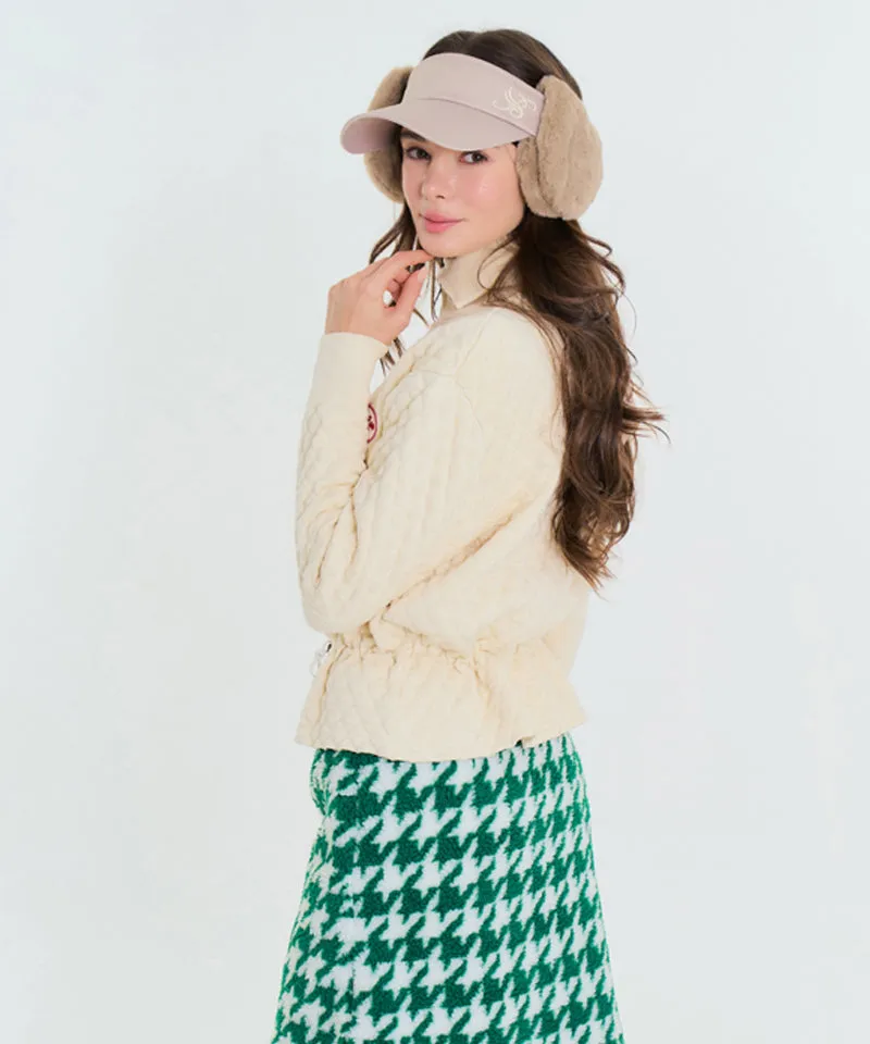 BENECIA 12 Diamond Embossed Knit Zip-Up - Ivory