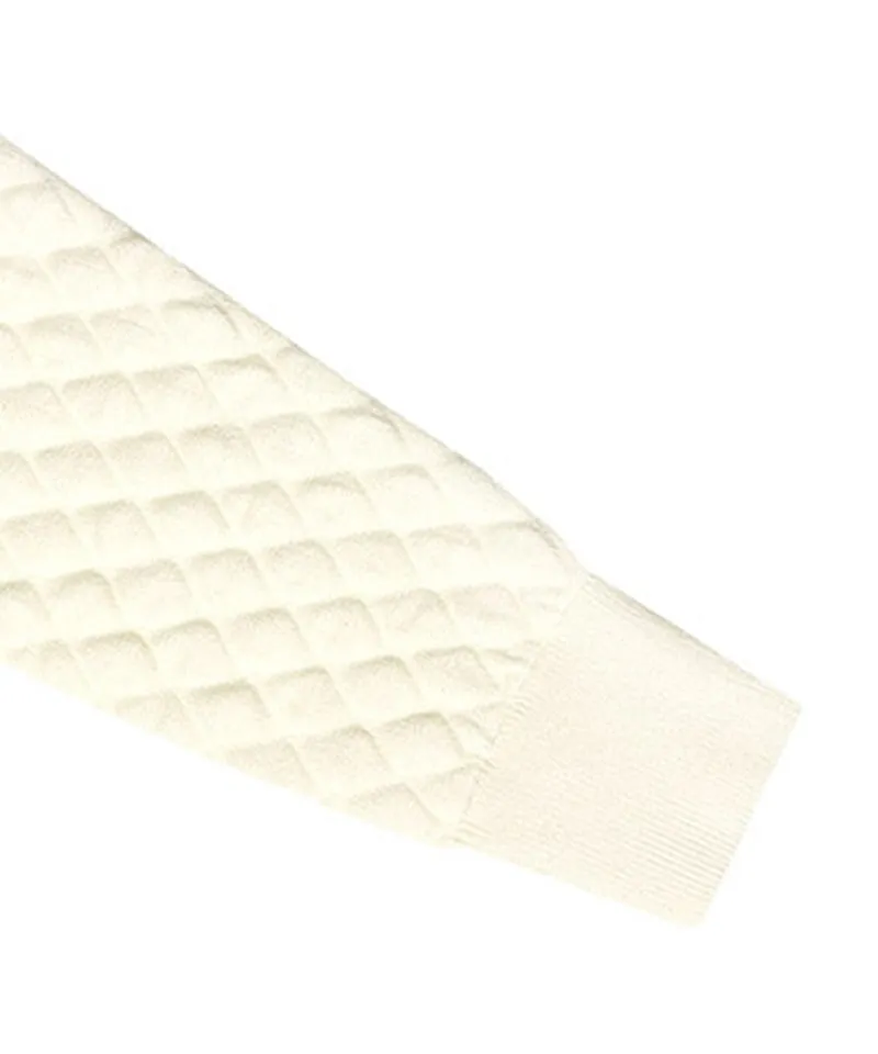 BENECIA 12 Diamond Embossed Knit Zip-Up - Ivory