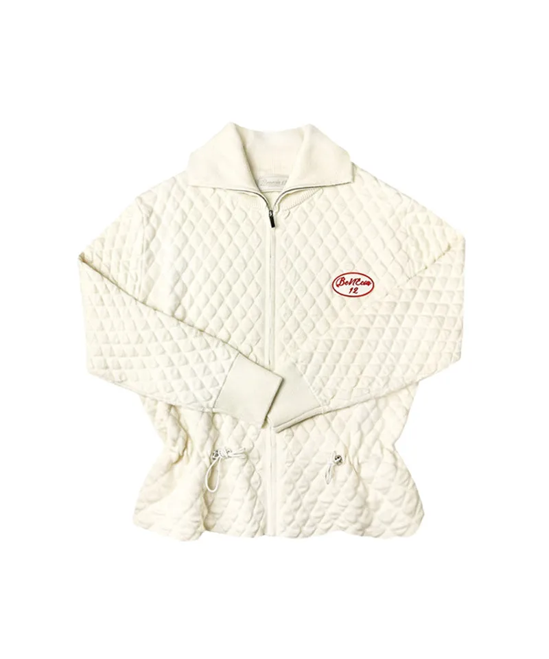 BENECIA 12 Diamond Embossed Knit Zip-Up - Ivory