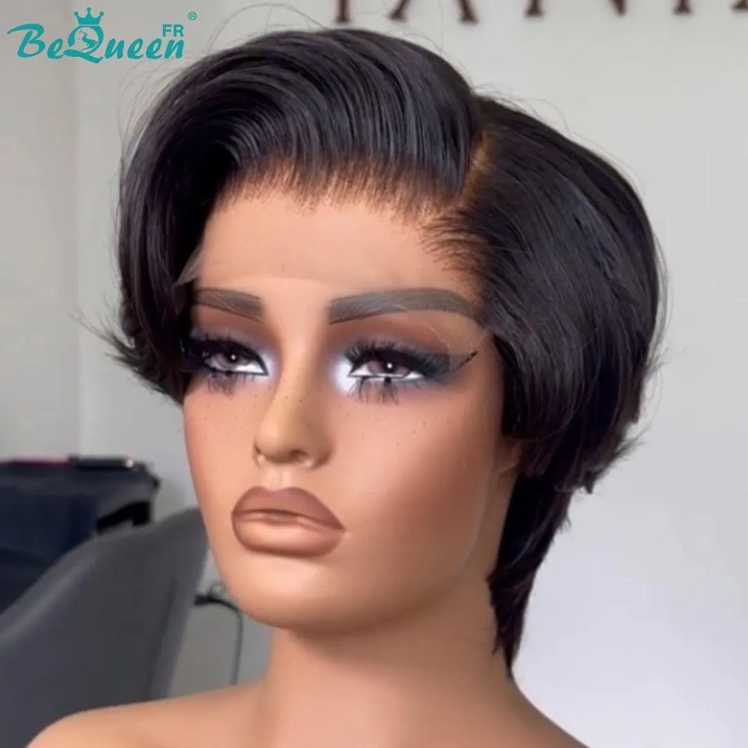 BeQueen Perruque “Jeanette” Pixie noir avec Lace Closure 4x4