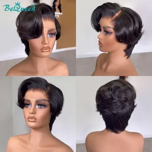 BeQueen Perruque “Jeanette” Pixie noir avec Lace Closure 4x4