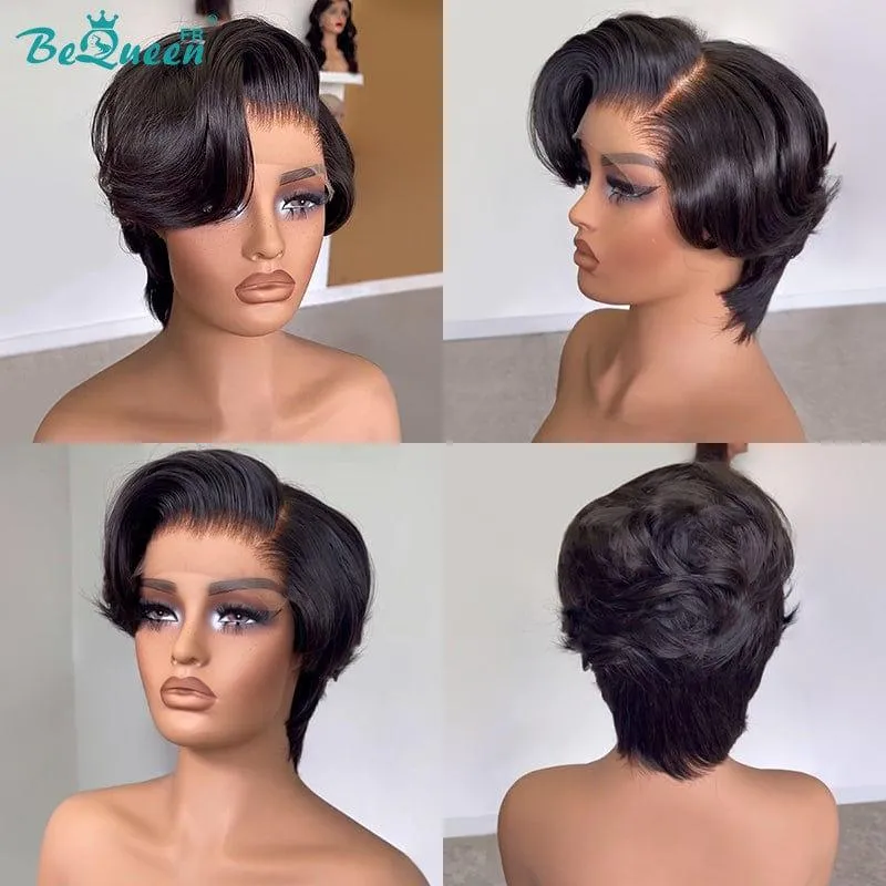 BeQueen Perruque “Jeanette” Pixie noir avec Lace Closure 4x4