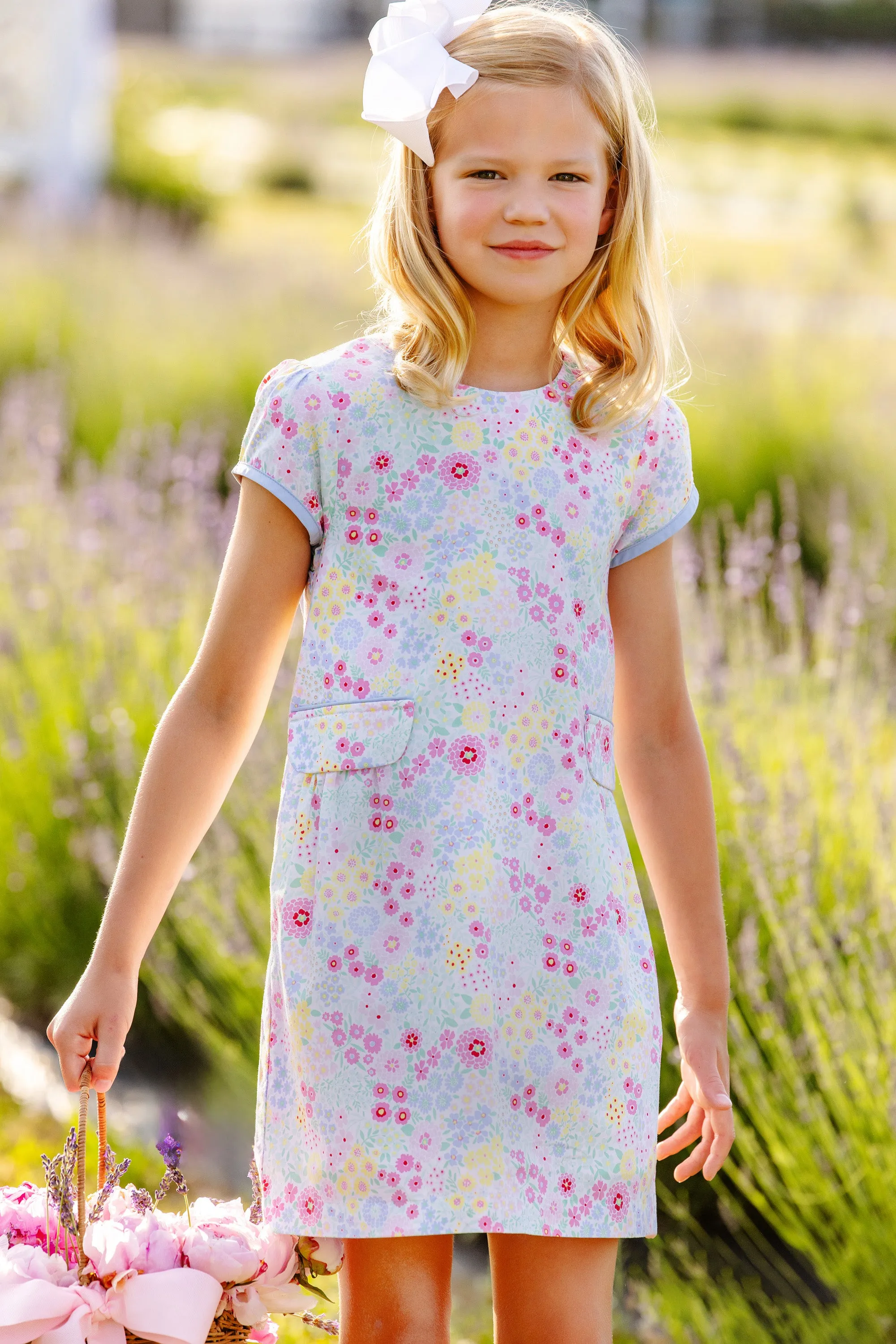Betts Bow Dress - Merry Little Meadow with Beale Street Blue