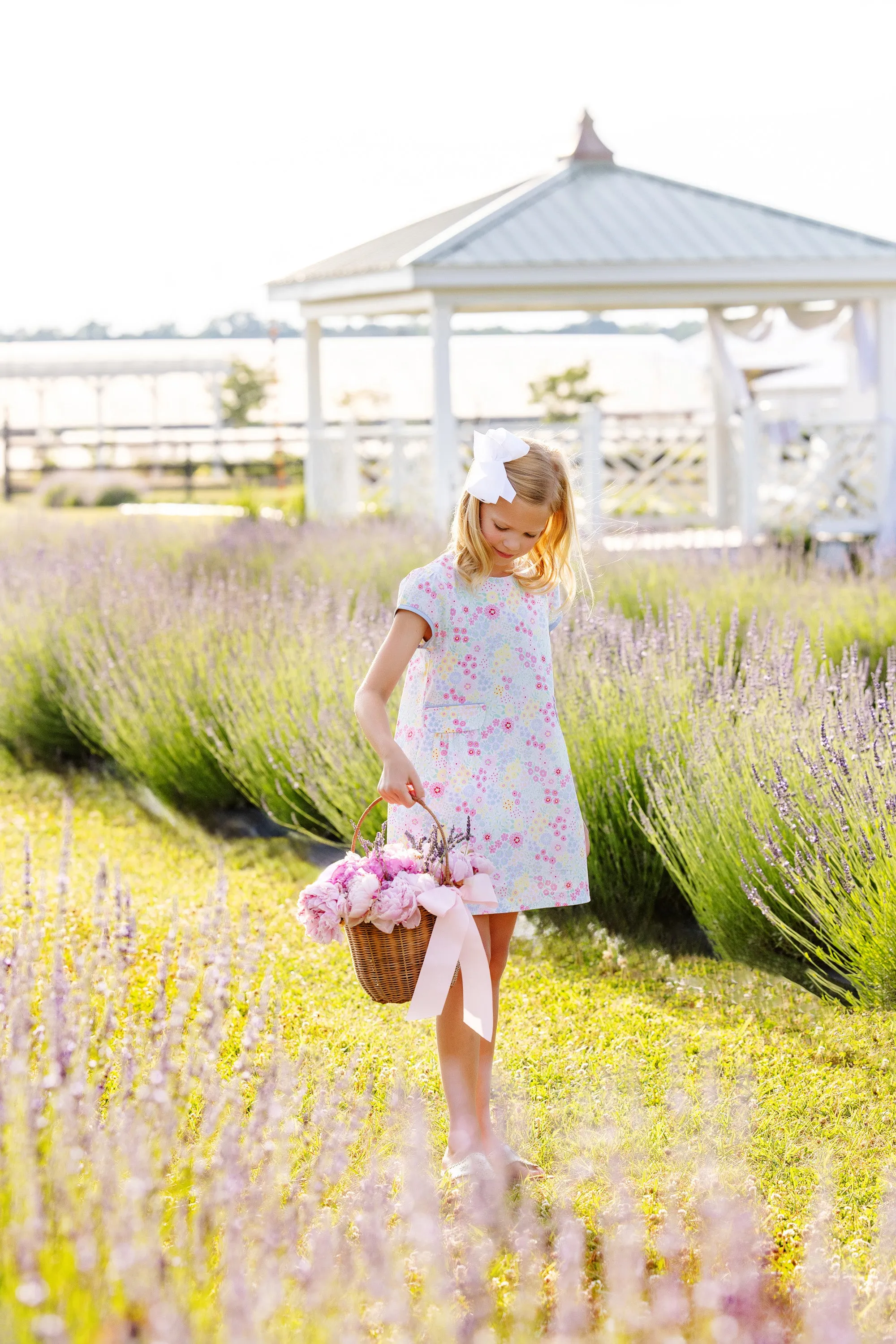 Betts Bow Dress - Merry Little Meadow with Beale Street Blue