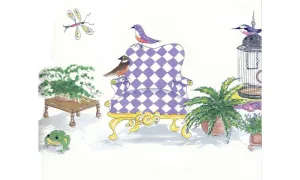 Birds Check Chair OR164 Wallpaper Border