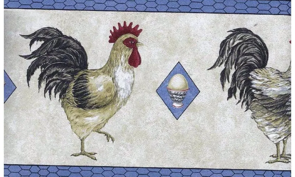 Black Blue Cream Chickens 5811965 Wallpaper Border