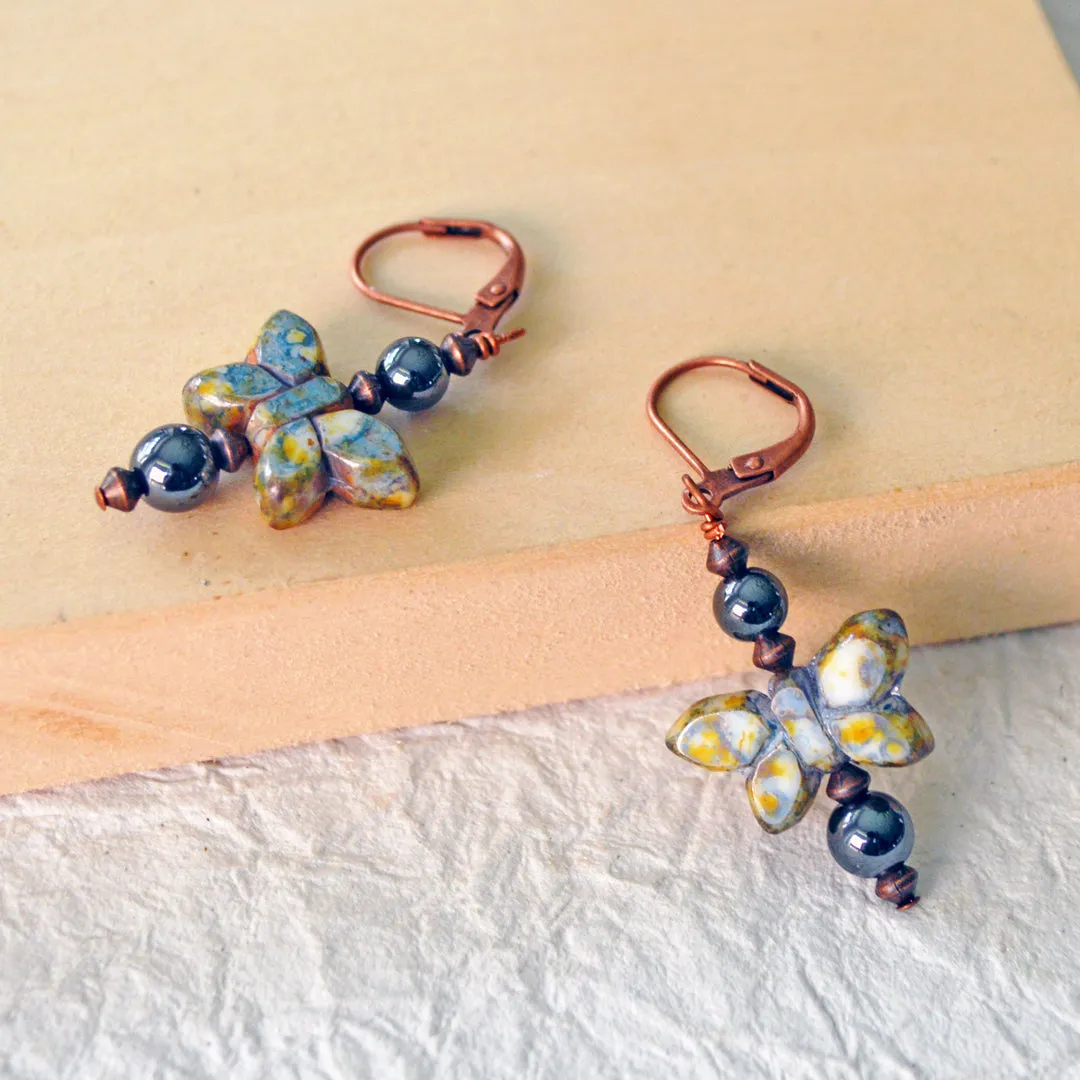 Black Hematite & Butterfly Magnetic Earrings