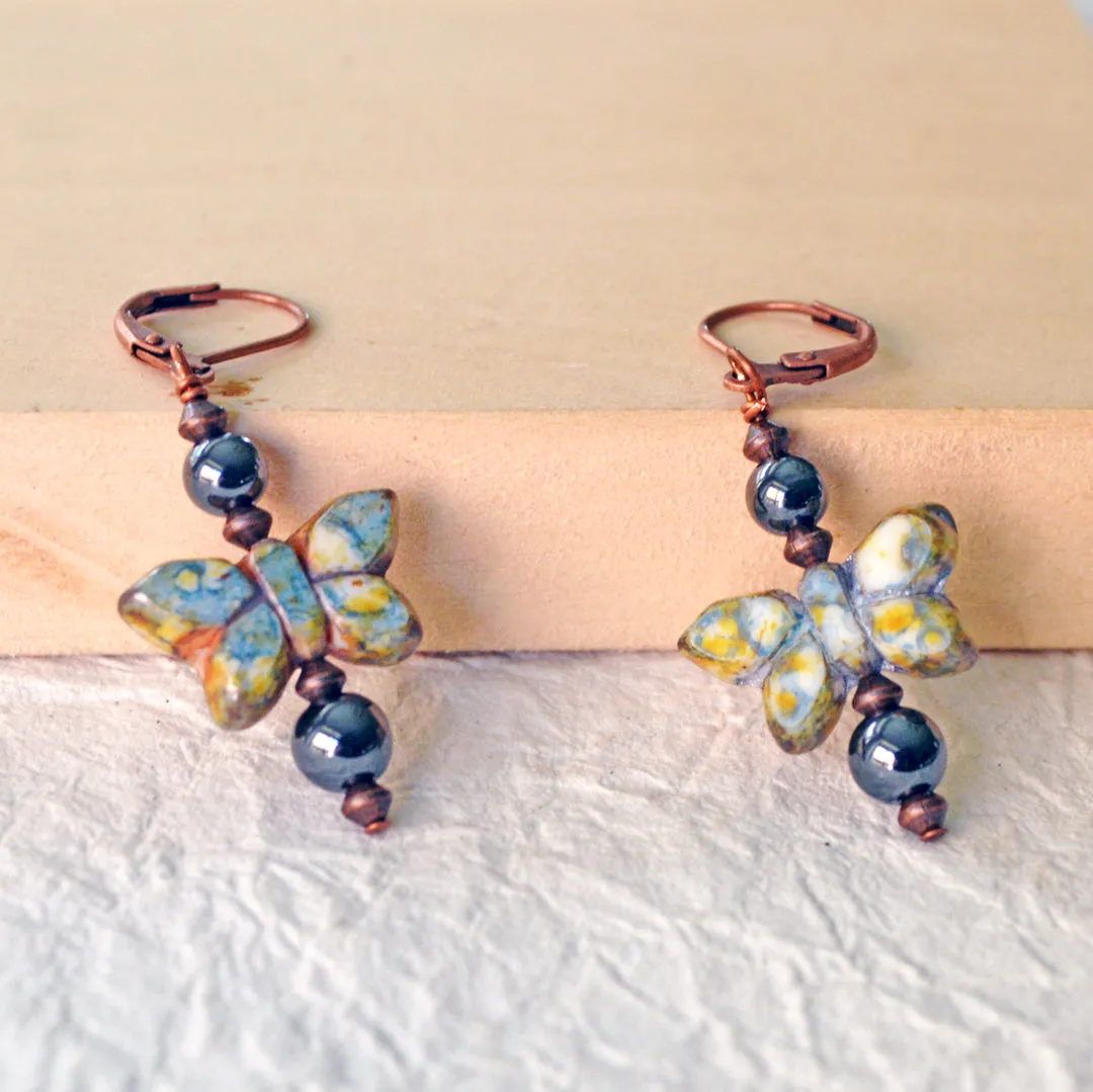 Black Hematite & Butterfly Magnetic Earrings