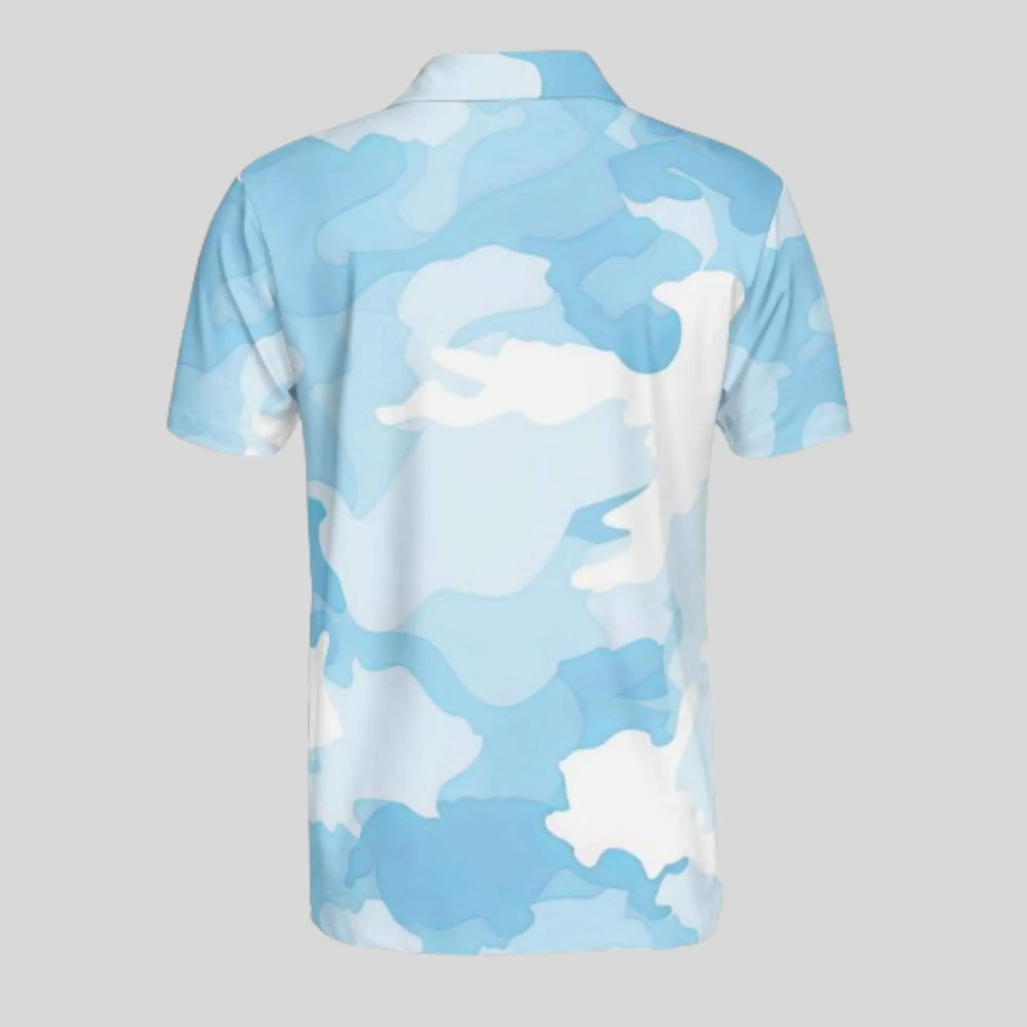 Blue Camo Golf Polo Shirt For Men