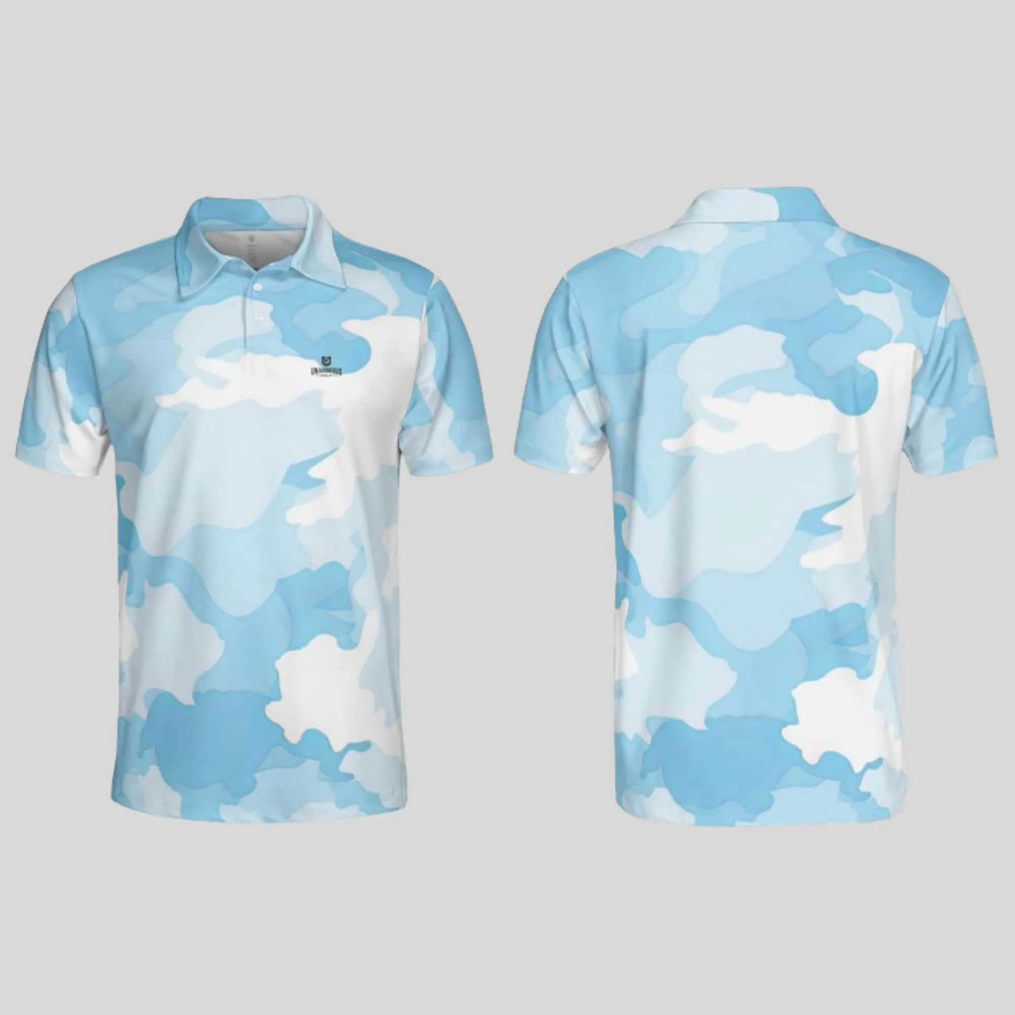 Blue Camo Golf Polo Shirt For Men