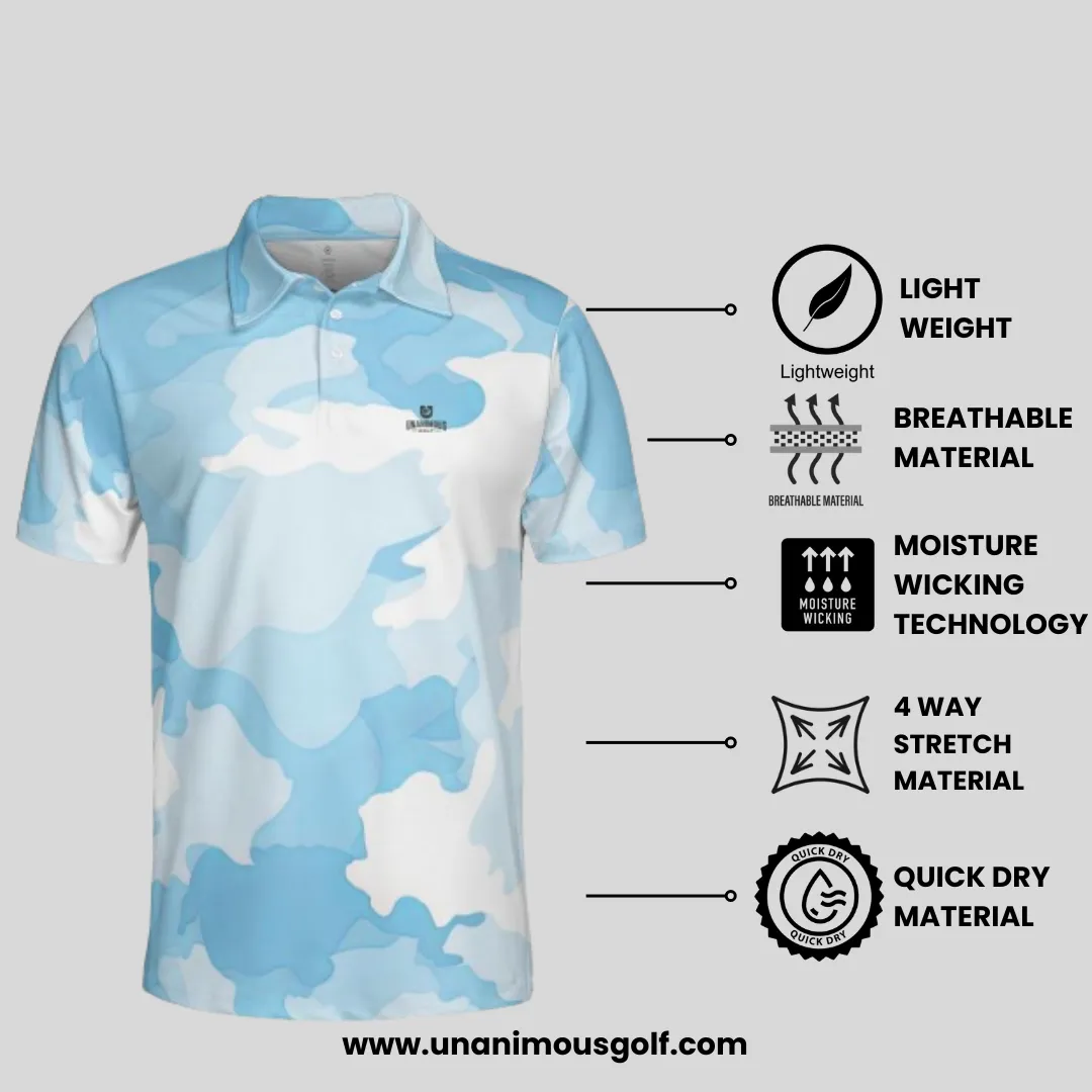 Blue Camo Golf Polo Shirt For Men