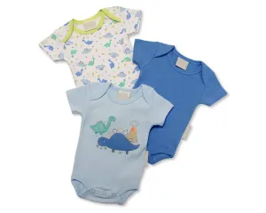 Blue Dinosaur Short Sleeve Bodysuit - 3 Pack