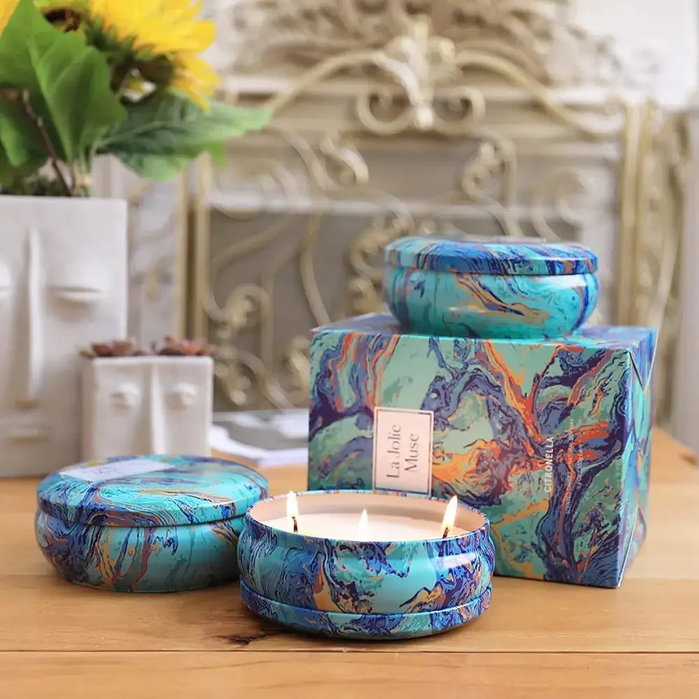 Blue Marble Pure Soy Wax Multi-Wick Candles in Tin Containers