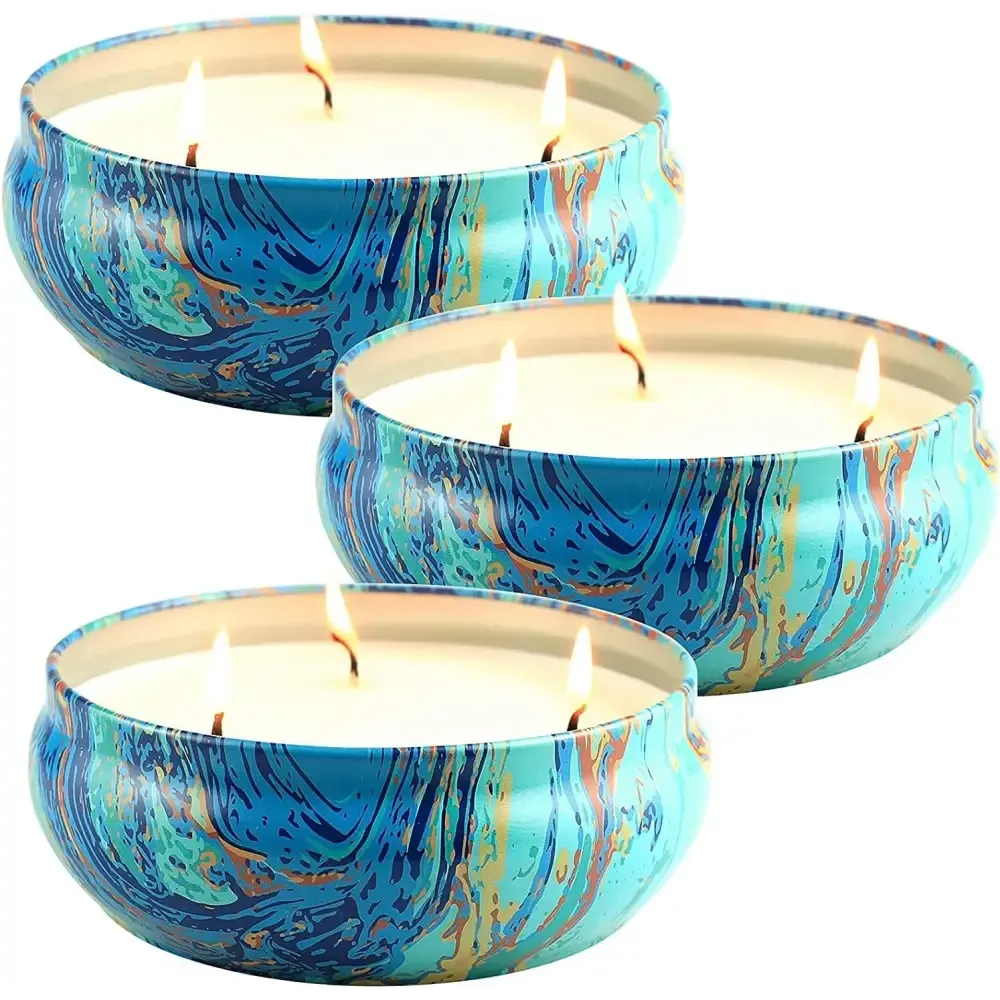 Blue Marble Pure Soy Wax Multi-Wick Candles in Tin Containers