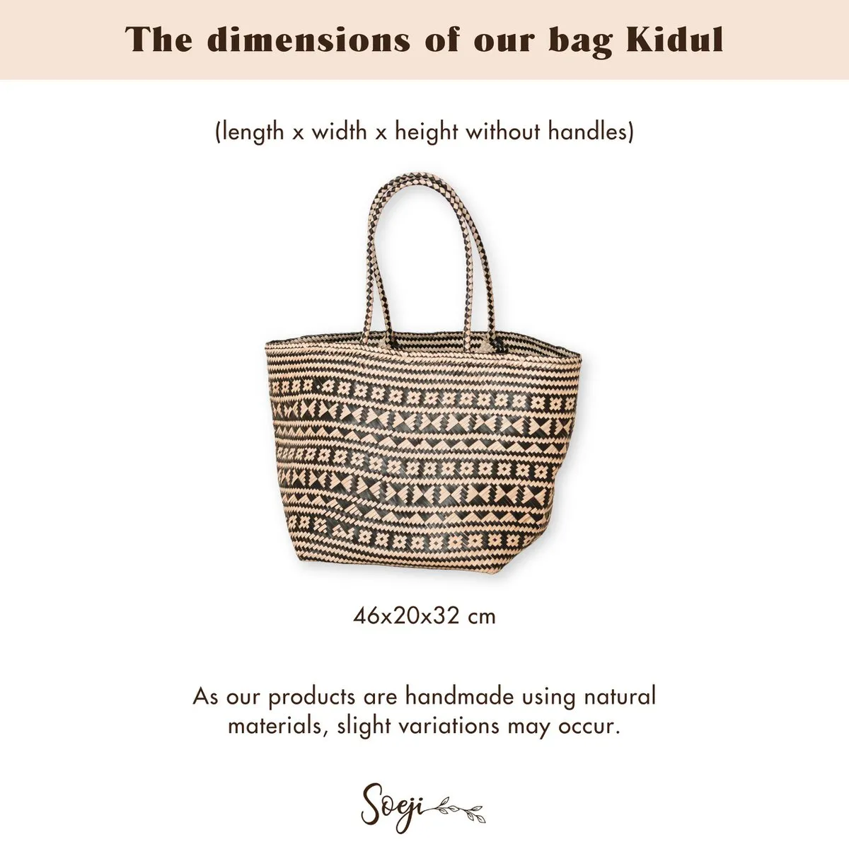 Boho Tote Bag – Seagrass Summer Bag – Shoulder Beach Bag – Woven Natural Bag – Large Boho Shopping Bag KIDUL (black)