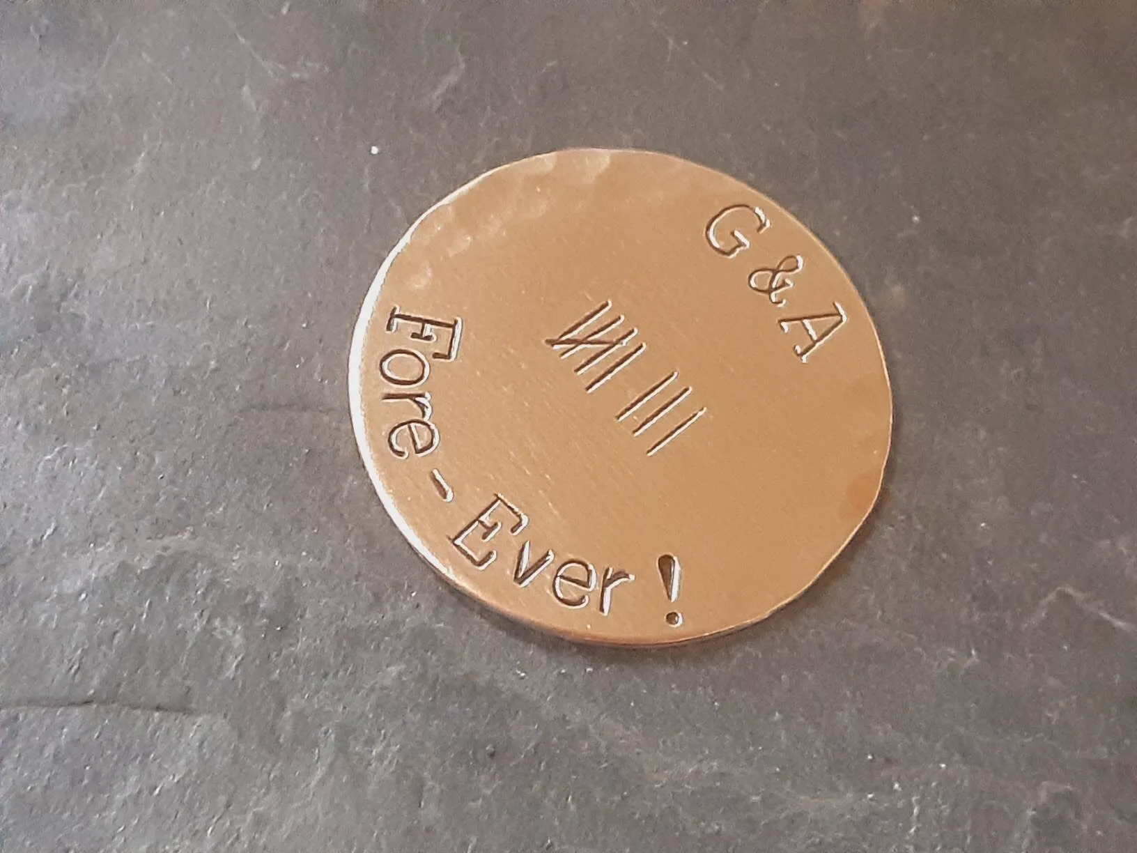 Bronze golf ball marker for 8th or bronze anniversary