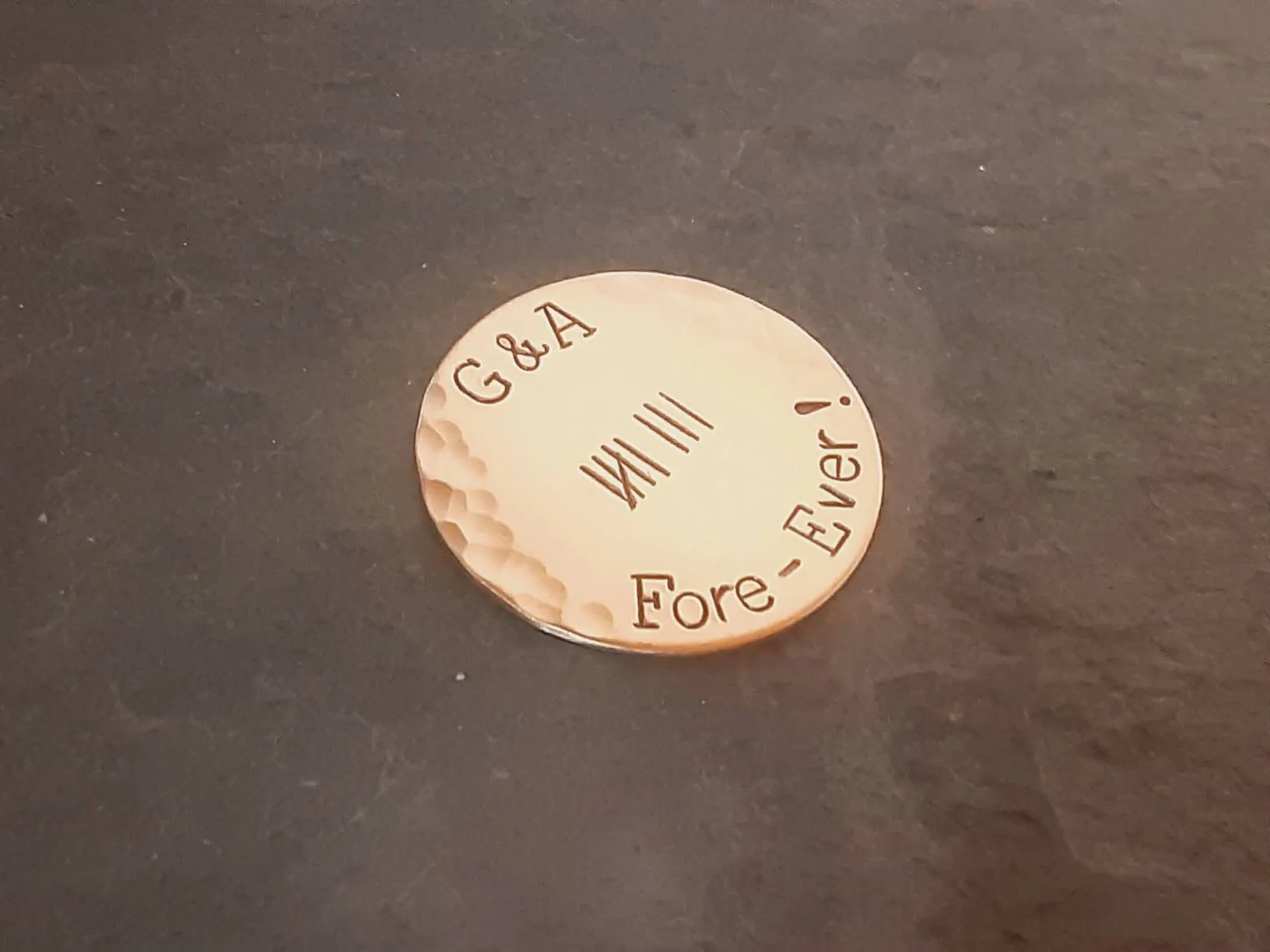 Bronze golf ball marker for 8th or bronze anniversary