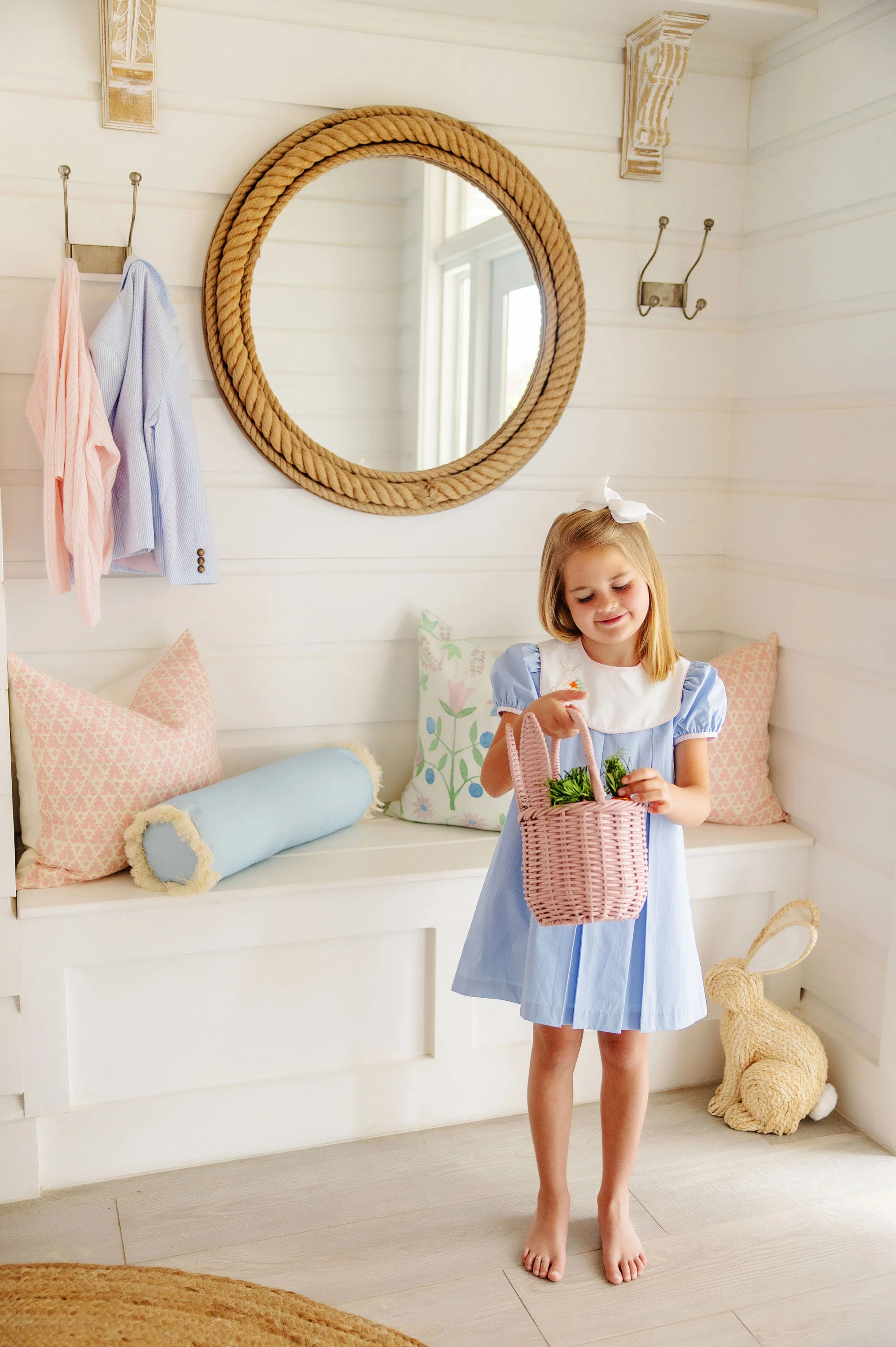 Bunny Phipps Frock - Beale Street Blue with Worth Avenue White, Palm Beach Pink, & Bunny Applique