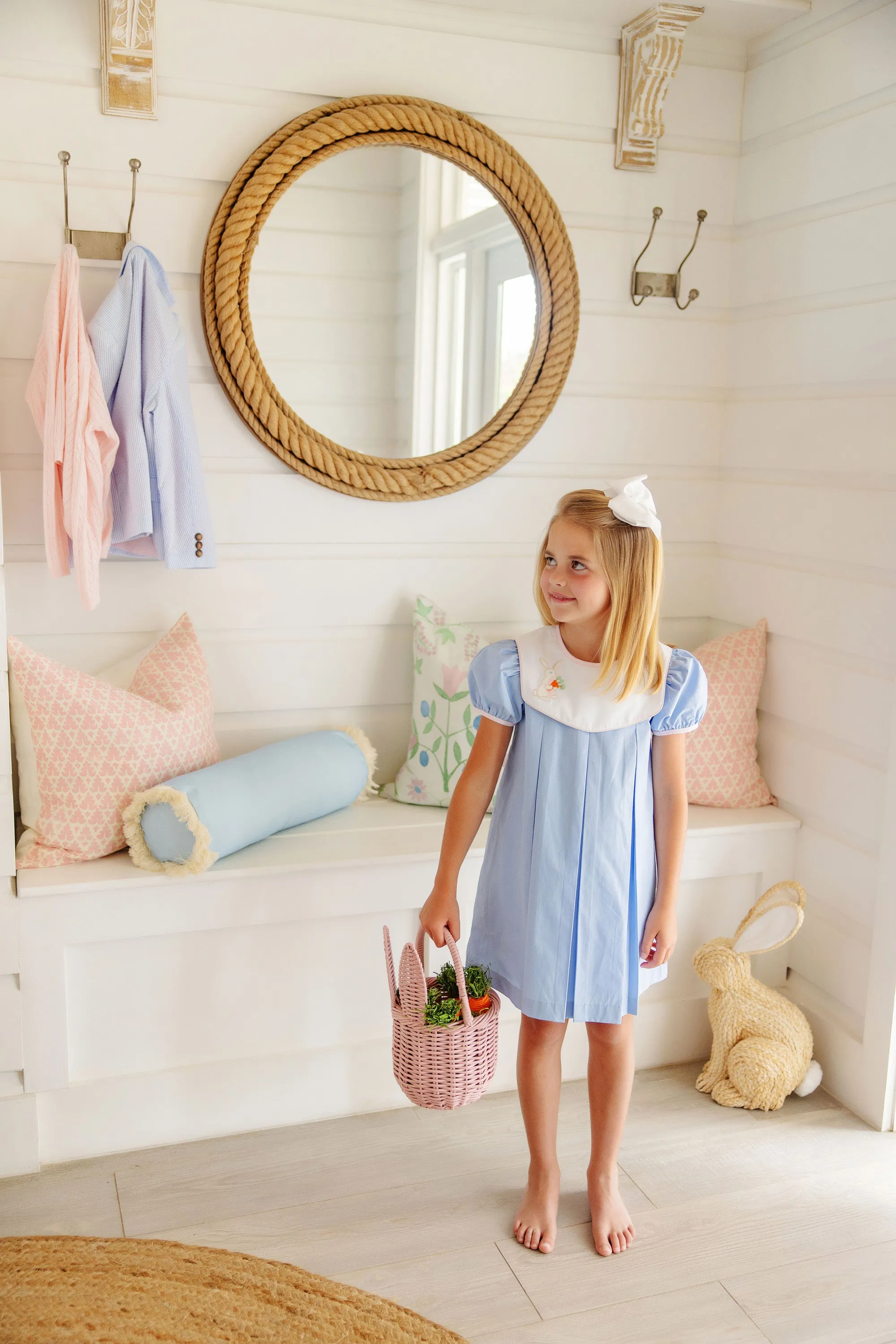 Bunny Phipps Frock - Beale Street Blue with Worth Avenue White, Palm Beach Pink, & Bunny Applique