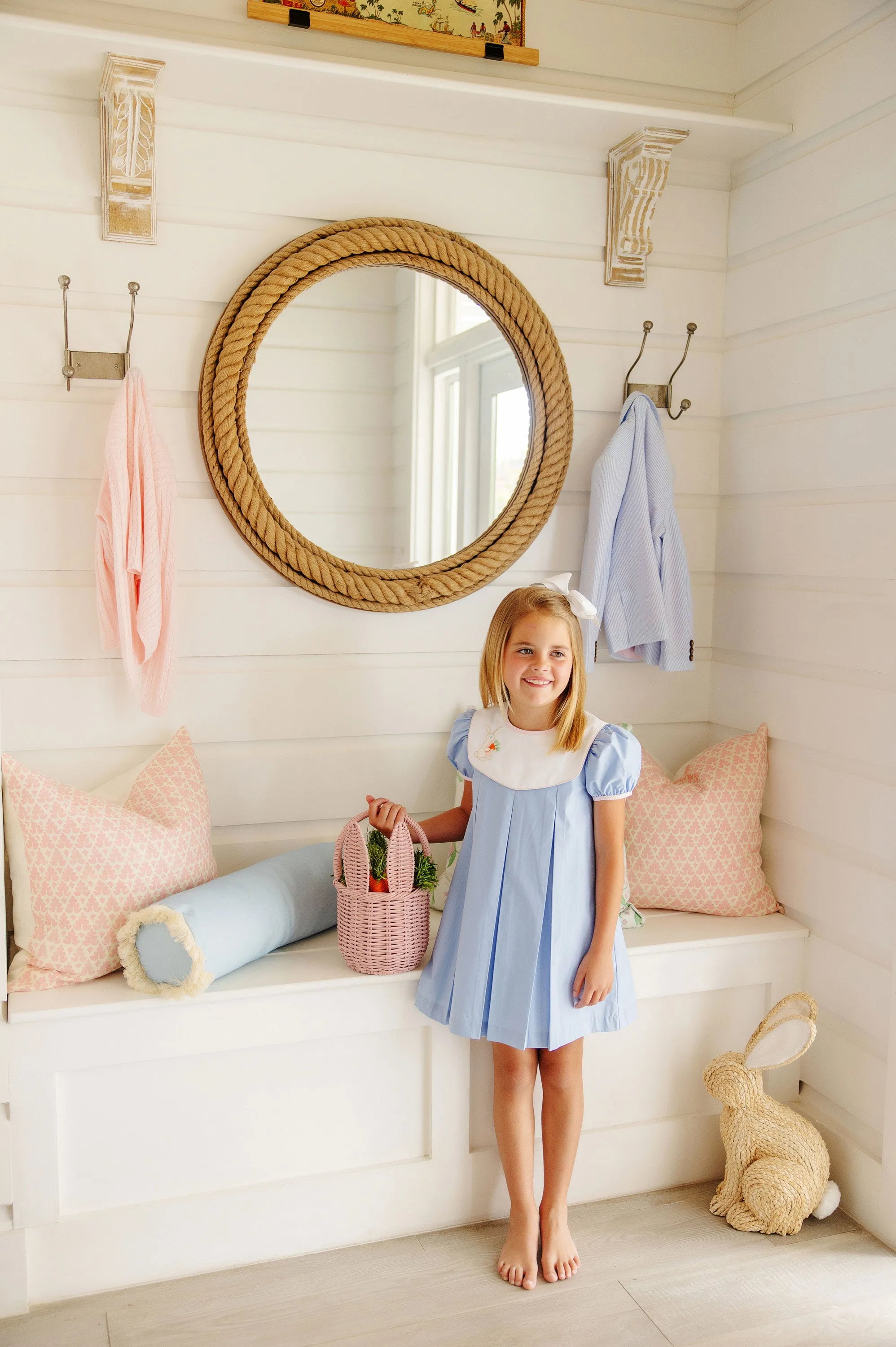 Bunny Phipps Frock - Beale Street Blue with Worth Avenue White, Palm Beach Pink, & Bunny Applique