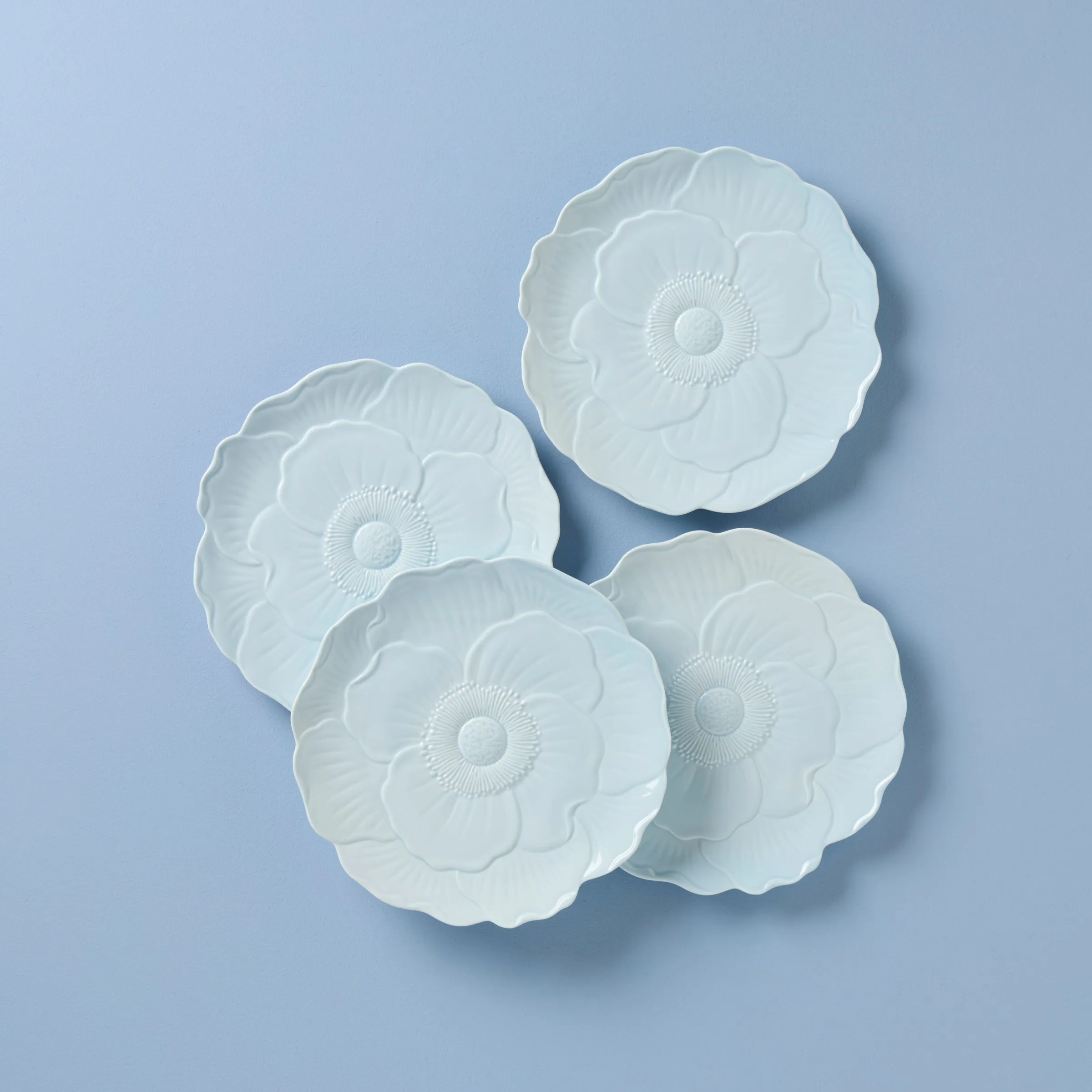Butterfly Meadow Floral S/4 Accent Plates - Blue