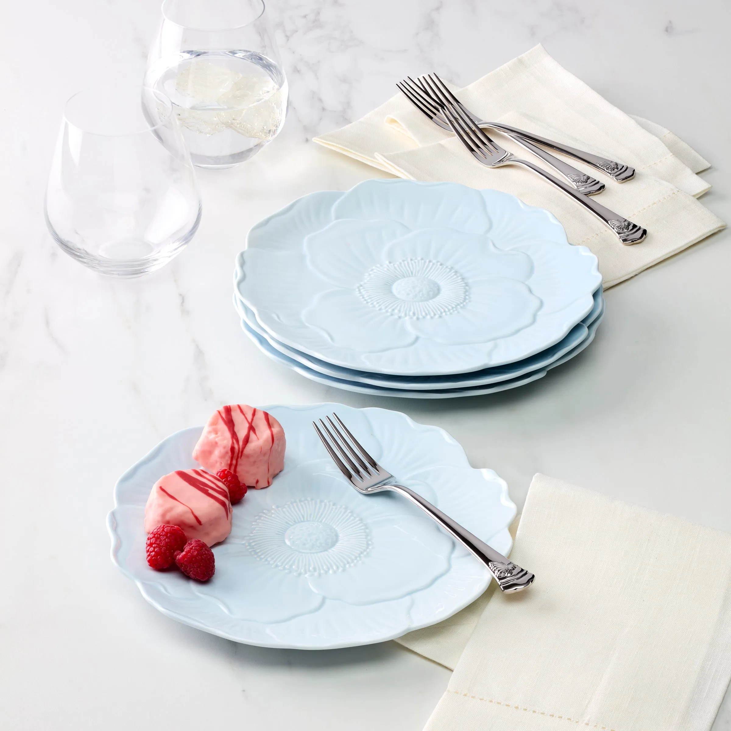 Butterfly Meadow Floral S/4 Accent Plates - Blue
