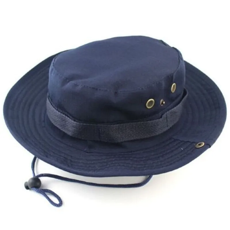Camouflage Bucket Hats Wide Brim Sun Cap Ripstop Camo Fishing Hunting Hiking Men Safari Jungle with String Boonie Hat