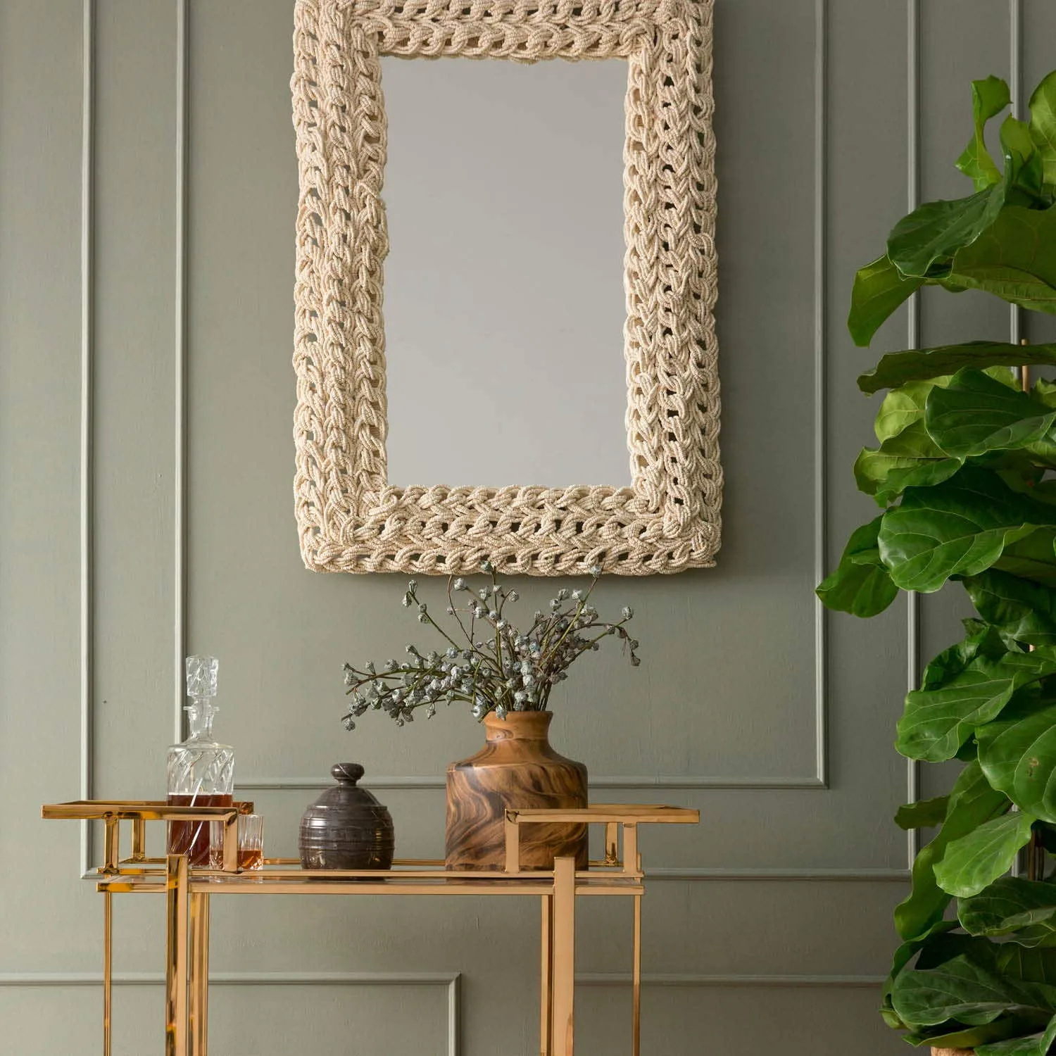 Carly Coco Bead Rectangular Mirror