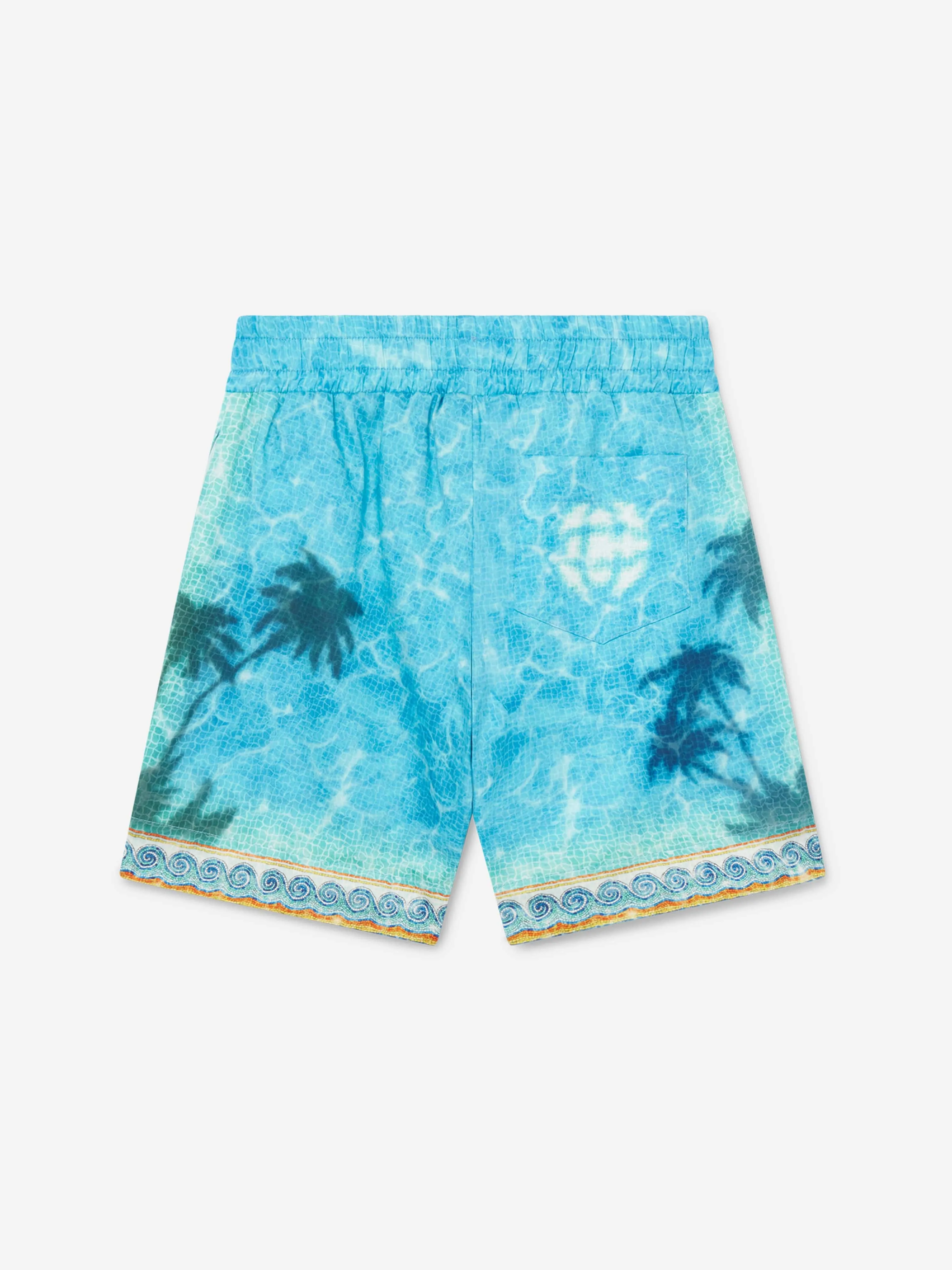 Casablanca Boys Caustics Emblem Drawstring Shorts in Blue