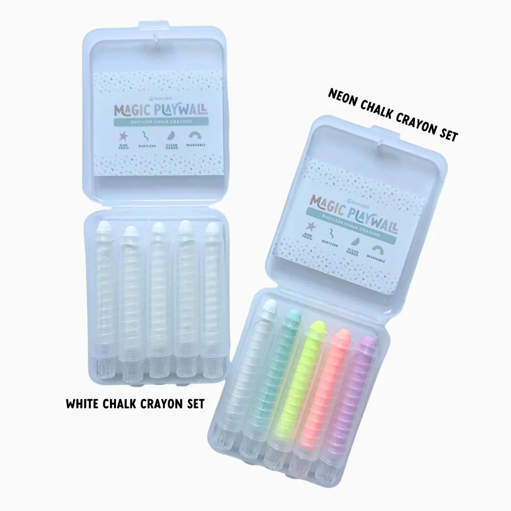 Cherrypick Dustless Chalk Crayons   Magnetic Holder Bundle for Magic Playwall - White