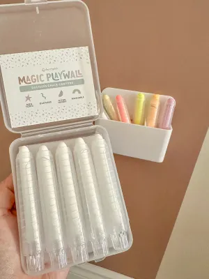 Cherrypick Dustless Chalk Crayons   Magnetic Holder Bundle for Magic Playwall - White