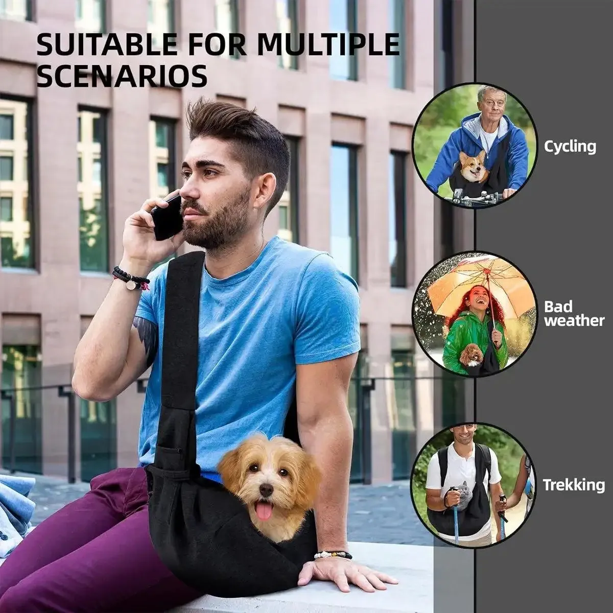Comfortable Dog Sling Carrier for Small and Medium Pets