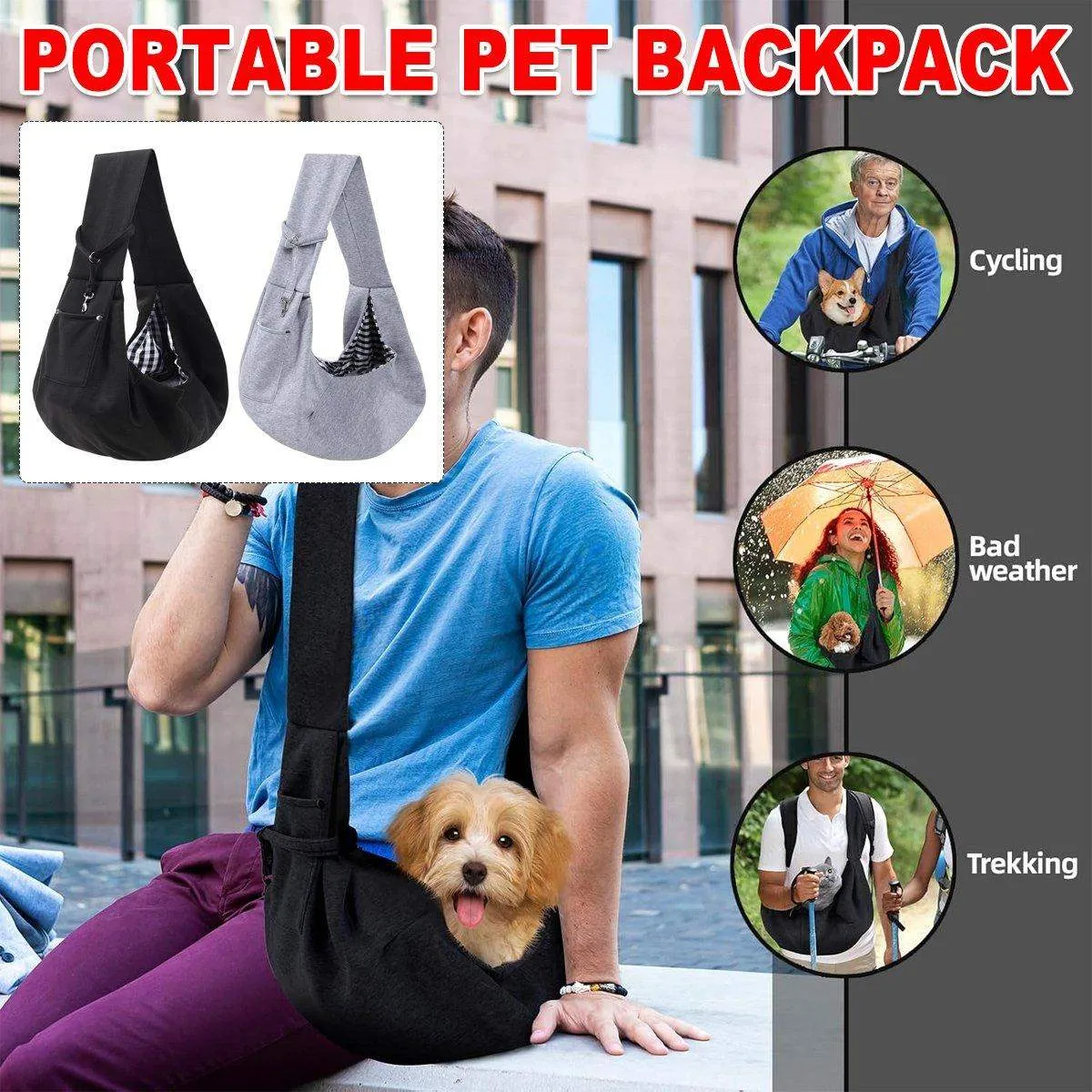 Comfortable Dog Sling Carrier for Small and Medium Pets