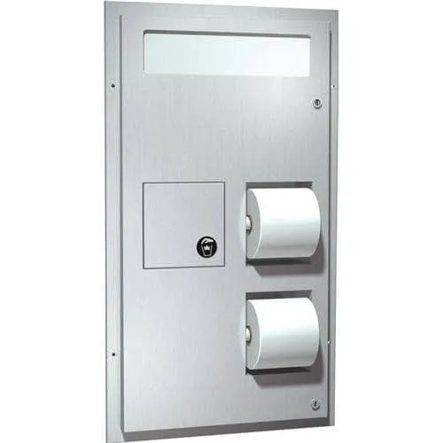Commercial Toilet Seat Cover and Toilet Paper Dispenser w/ Collar, Surface-Mounted, Stainless Steel ASI 0483